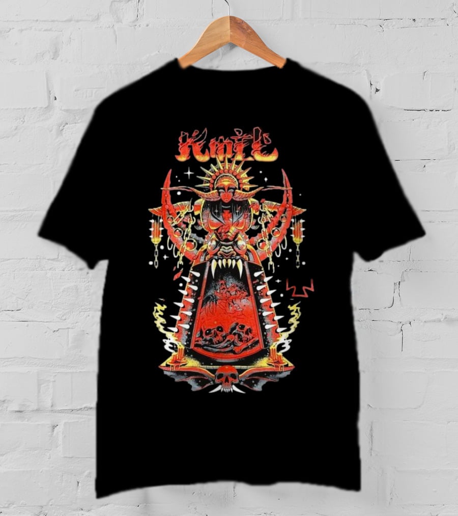 Koil Kenyataan Dalam Dunia Fantasi Gothic Artwork With Skulls And Reaper Imagery T-Shirt