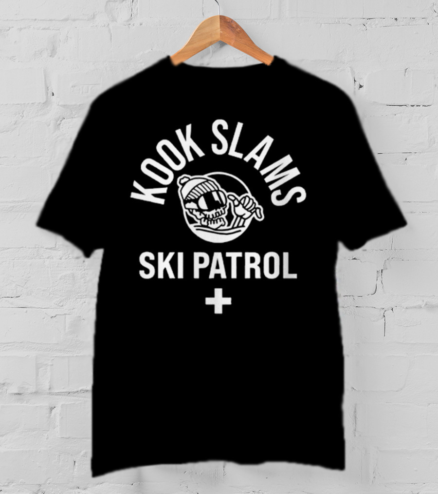 Kook Slams Ski Patrol Skeleton With Snow Goggles And Beanie T-Shirt