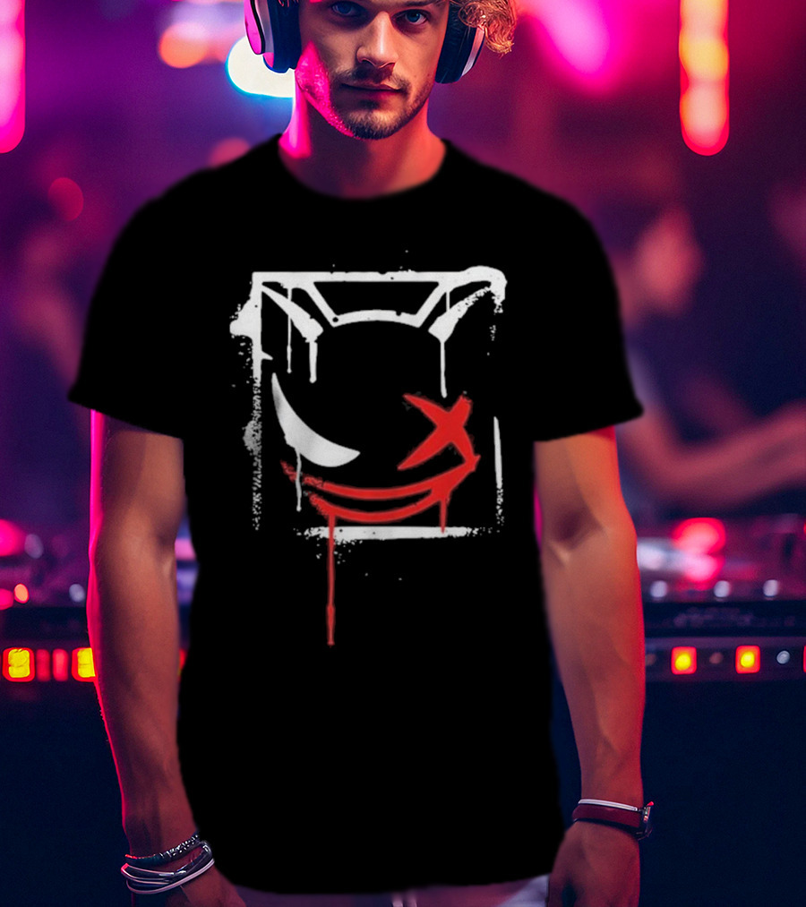Kreekcraft Graffiti Smiling Face With Dripping Red X T-Shirt