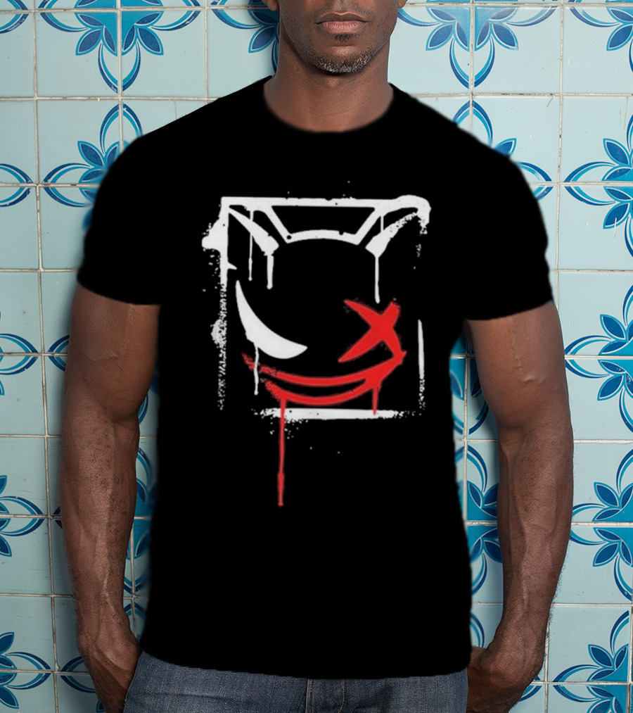 Kreekcraft Graffiti Smiling Face With Dripping Red X T-Shirt