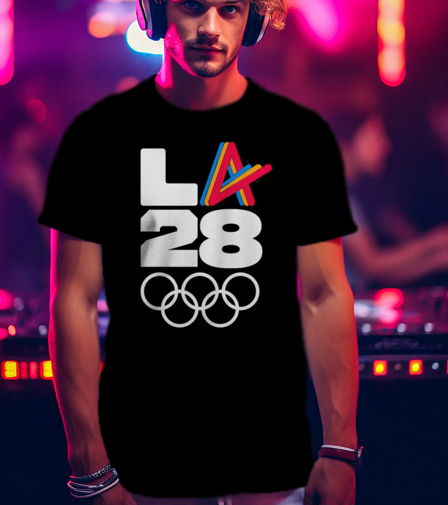 LA 2028 Olympics Multicolor Logo With Rings T-Shirt