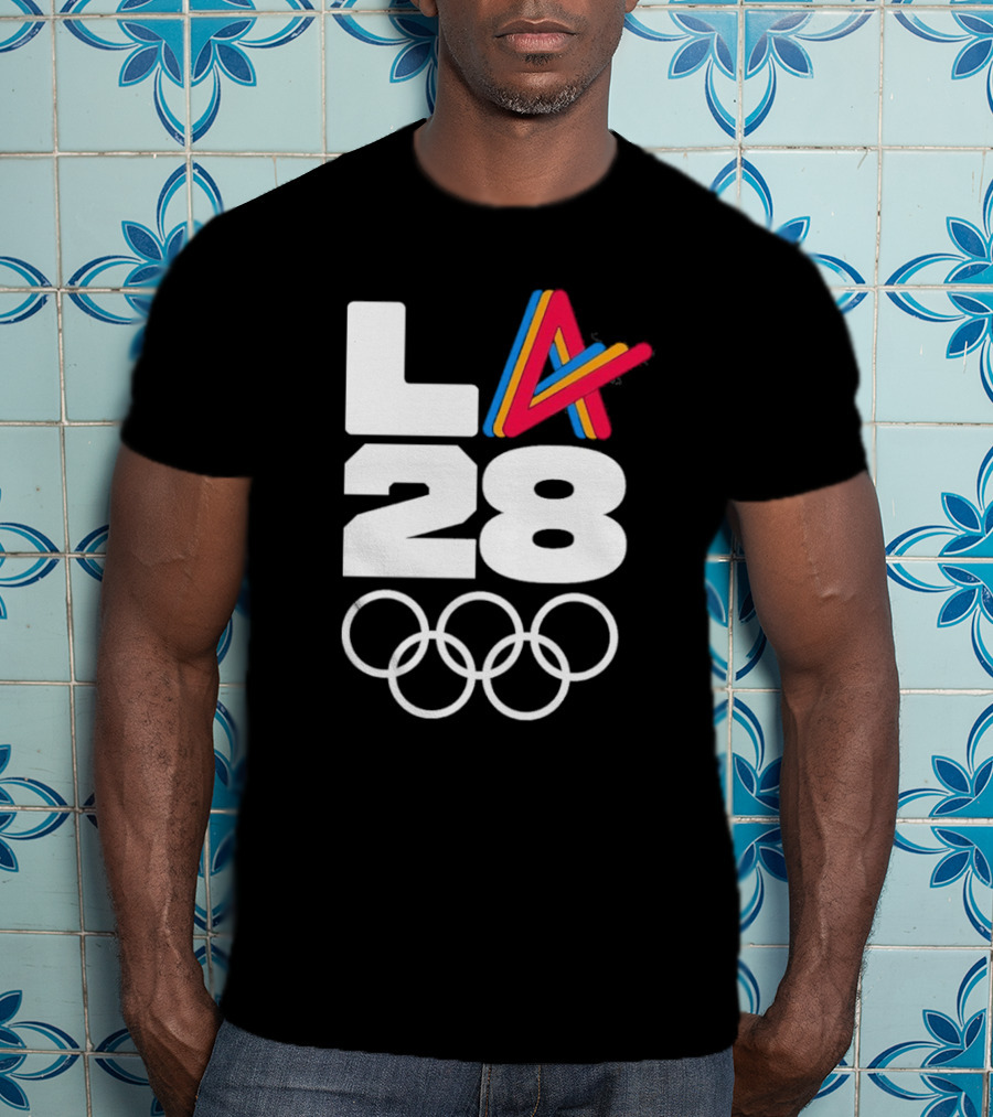 LA 2028 Olympics Multicolor Logo With Rings T-Shirt