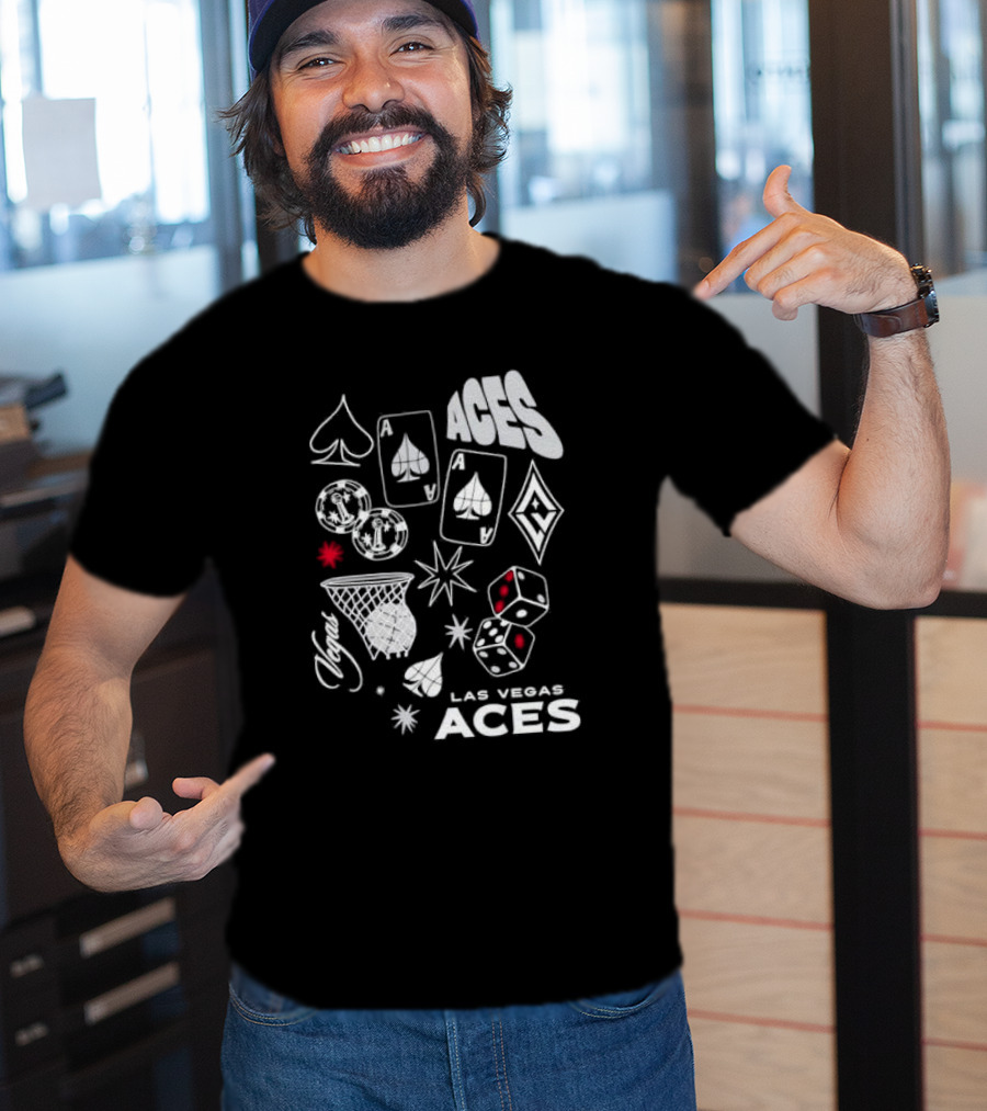 Las Vegas Aces Playing Cards Dice Basketball Hoop Casino Elements T-Shirt