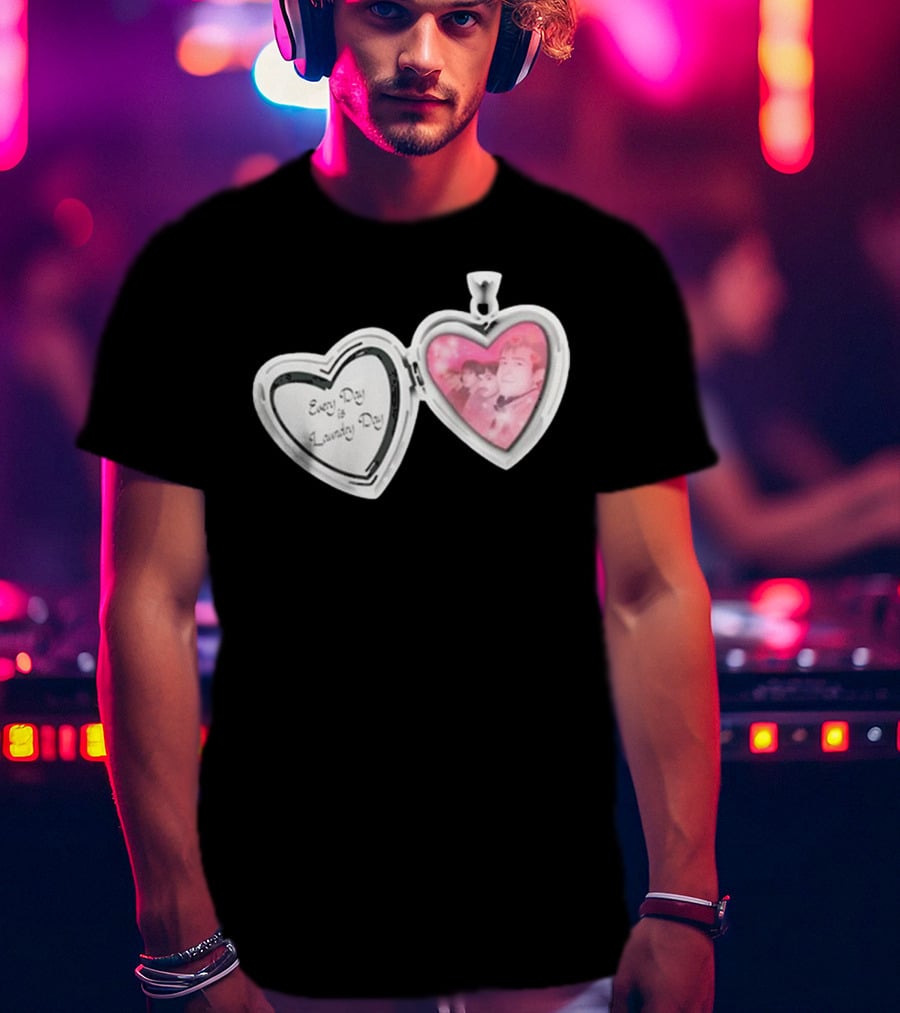 Every Day Laundry Day Heart Locket Pink Photo Charm T-Shirt