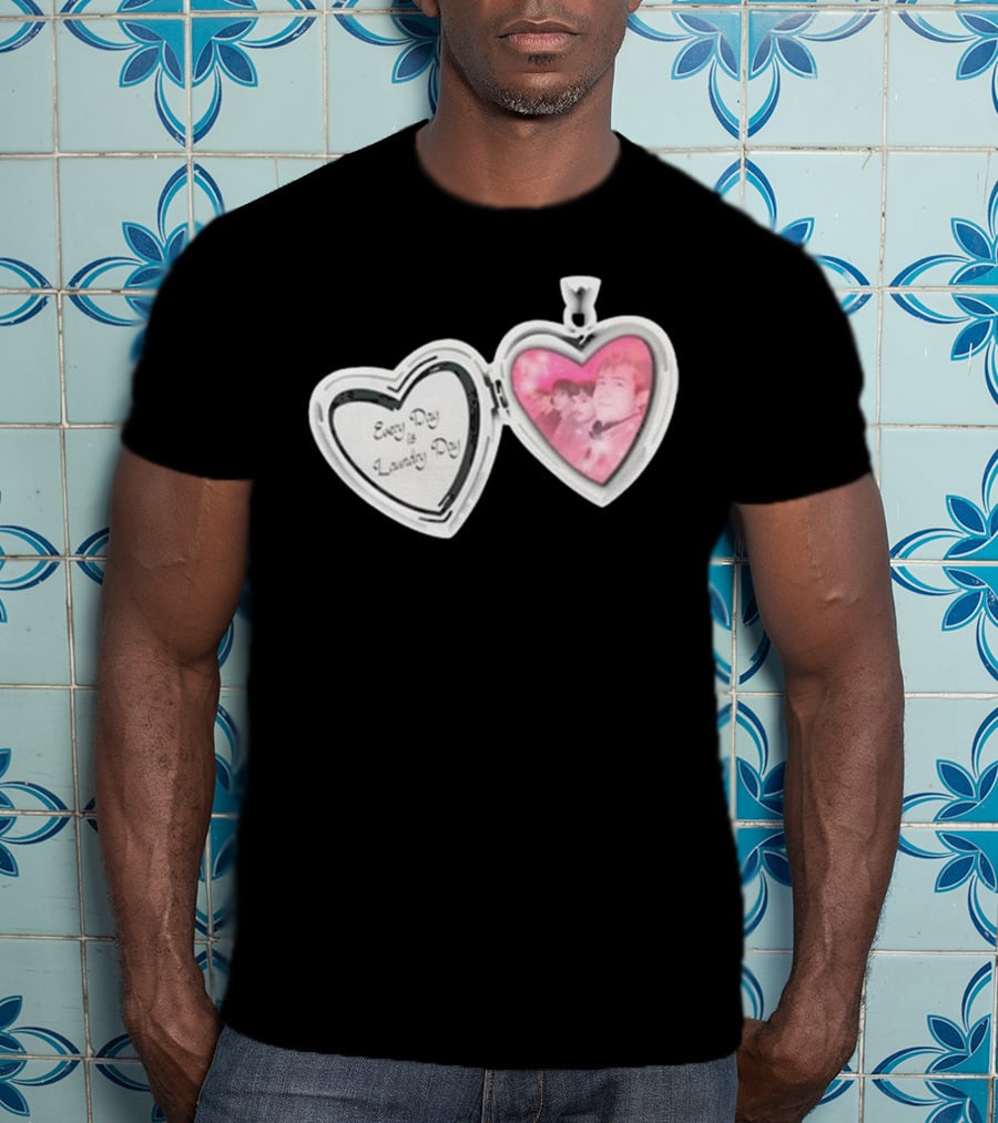 Every Day Laundry Day Heart Locket Pink Photo Charm T-Shirt