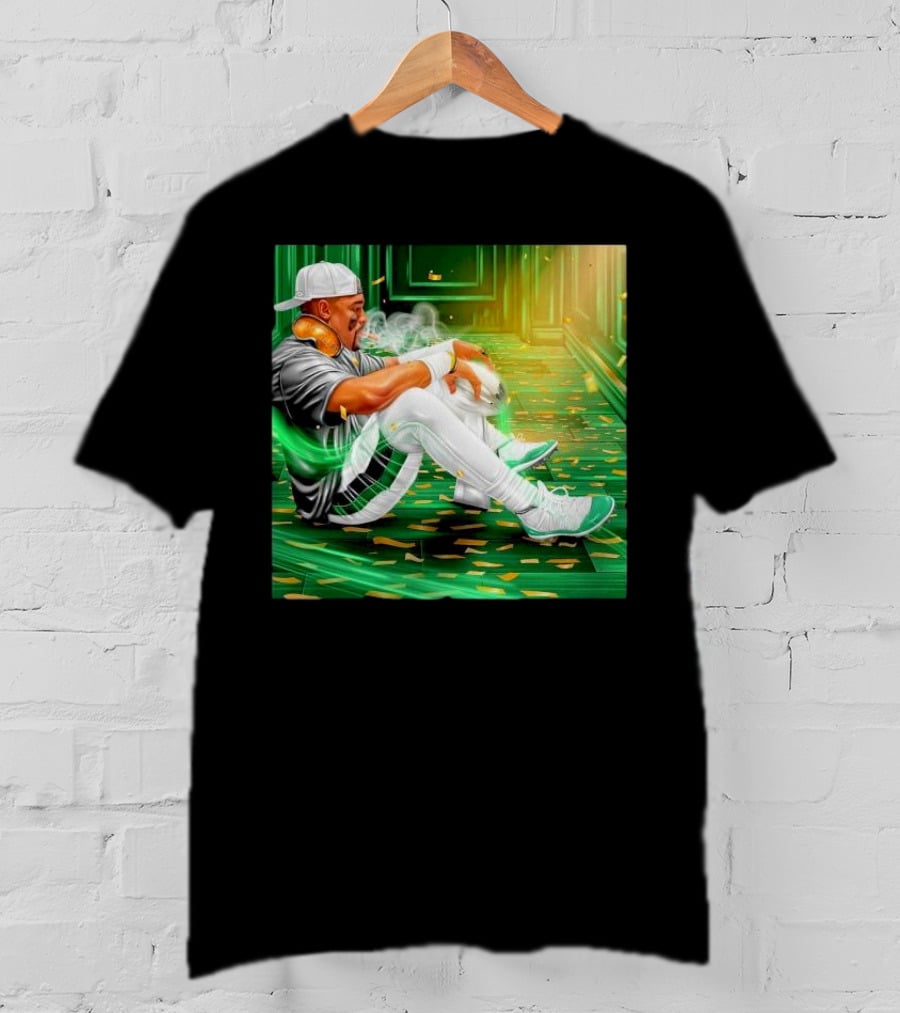 Legendary Jalen Hurts Smoking Cigar MVP Champs Celebration Green Aura T-Shirt