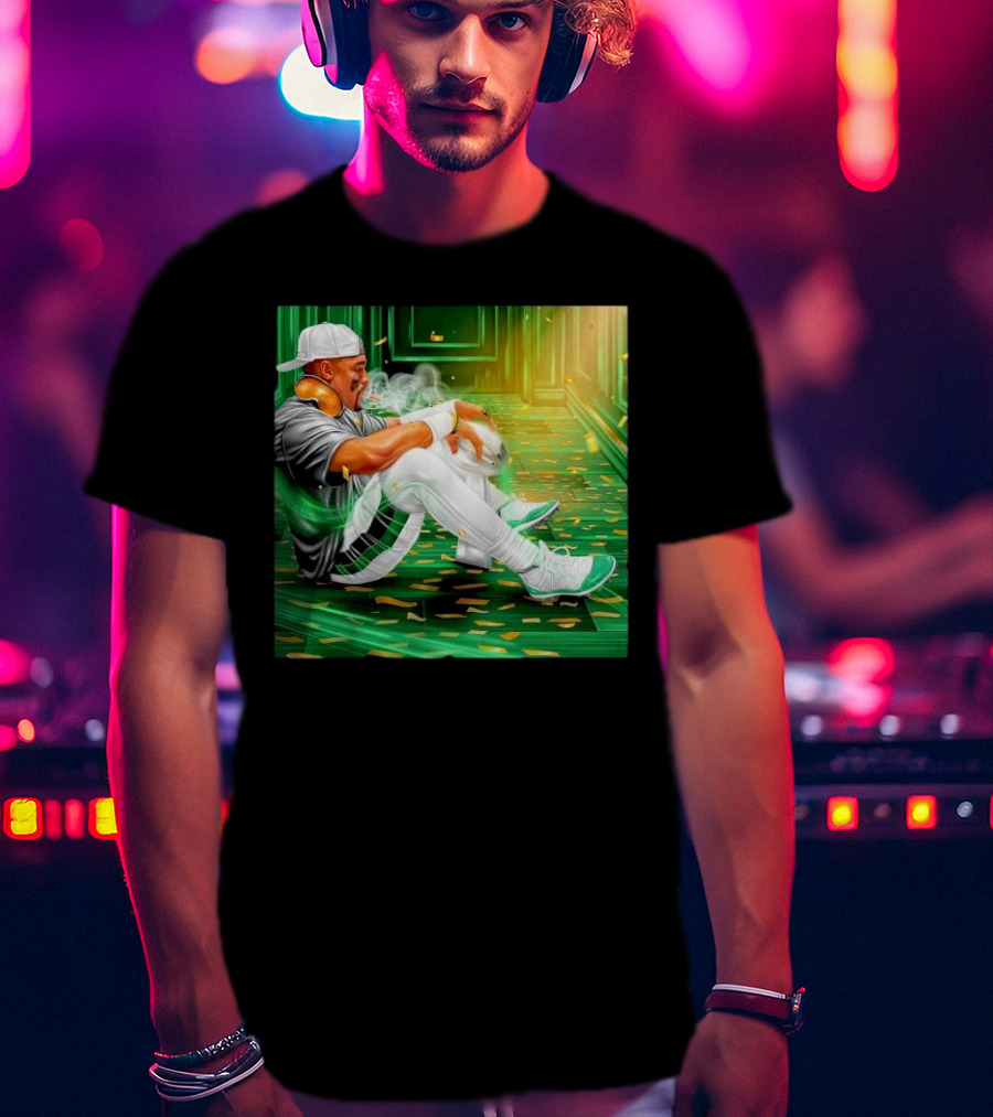 Legendary Jalen Hurts Smoking Cigar MVP Champs Celebration Green Aura T-Shirt