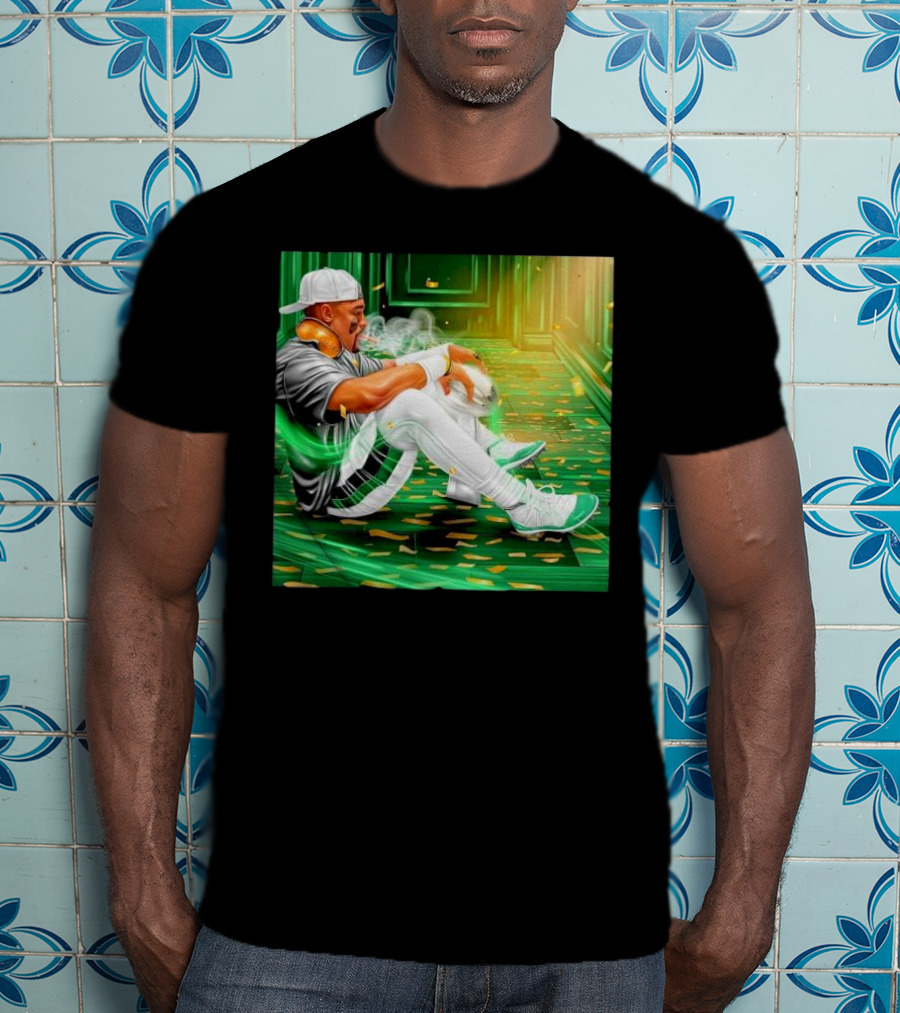 Legendary Jalen Hurts Smoking Cigar MVP Champs Celebration Green Aura T-Shirt