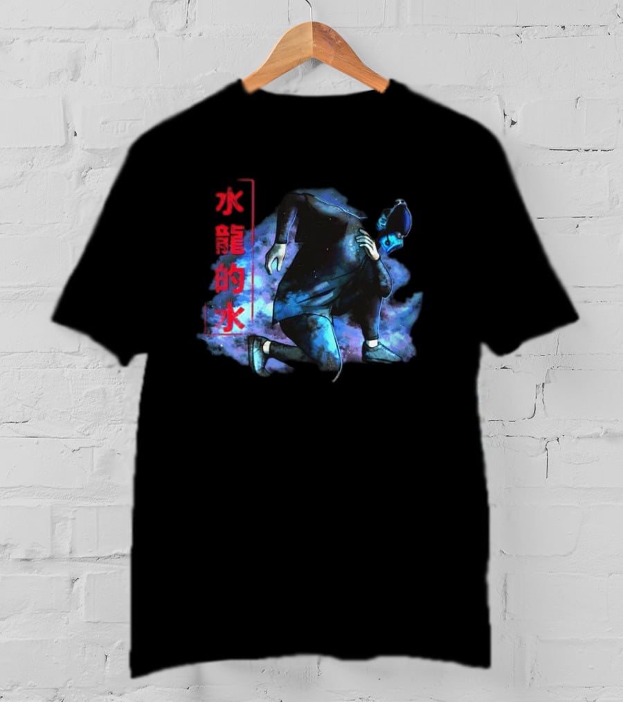 Lin Kuei Armory Icy Water Dragons Masked Figure In Blue Aura T-Shirt