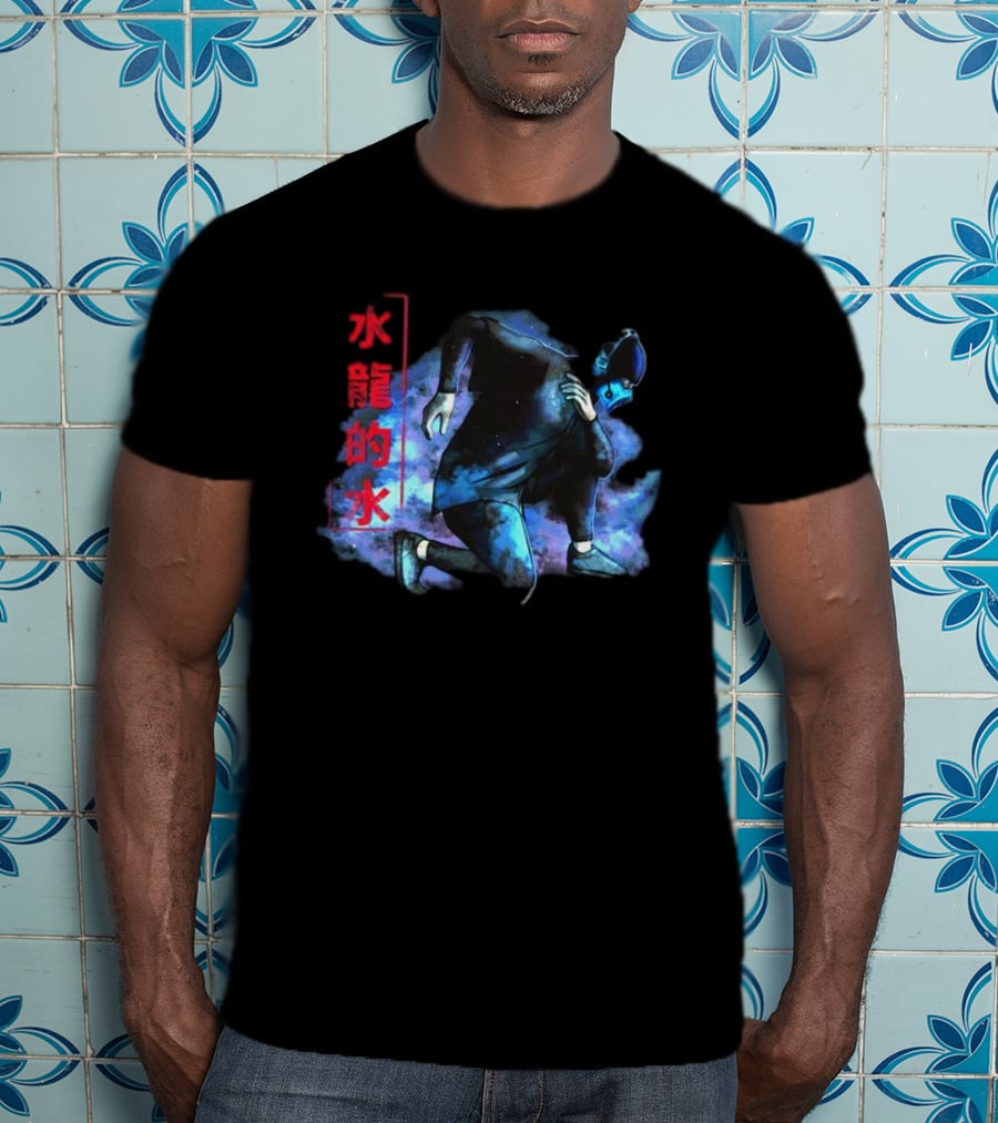 Lin Kuei Armory Icy Water Dragons Masked Figure In Blue Aura T-Shirt