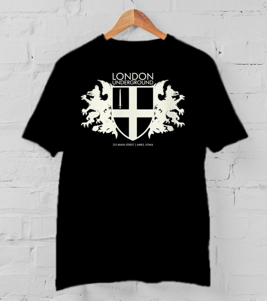 London Underground 232 Main Street Ames Iowa Heraldic Crest Design T-Shirt