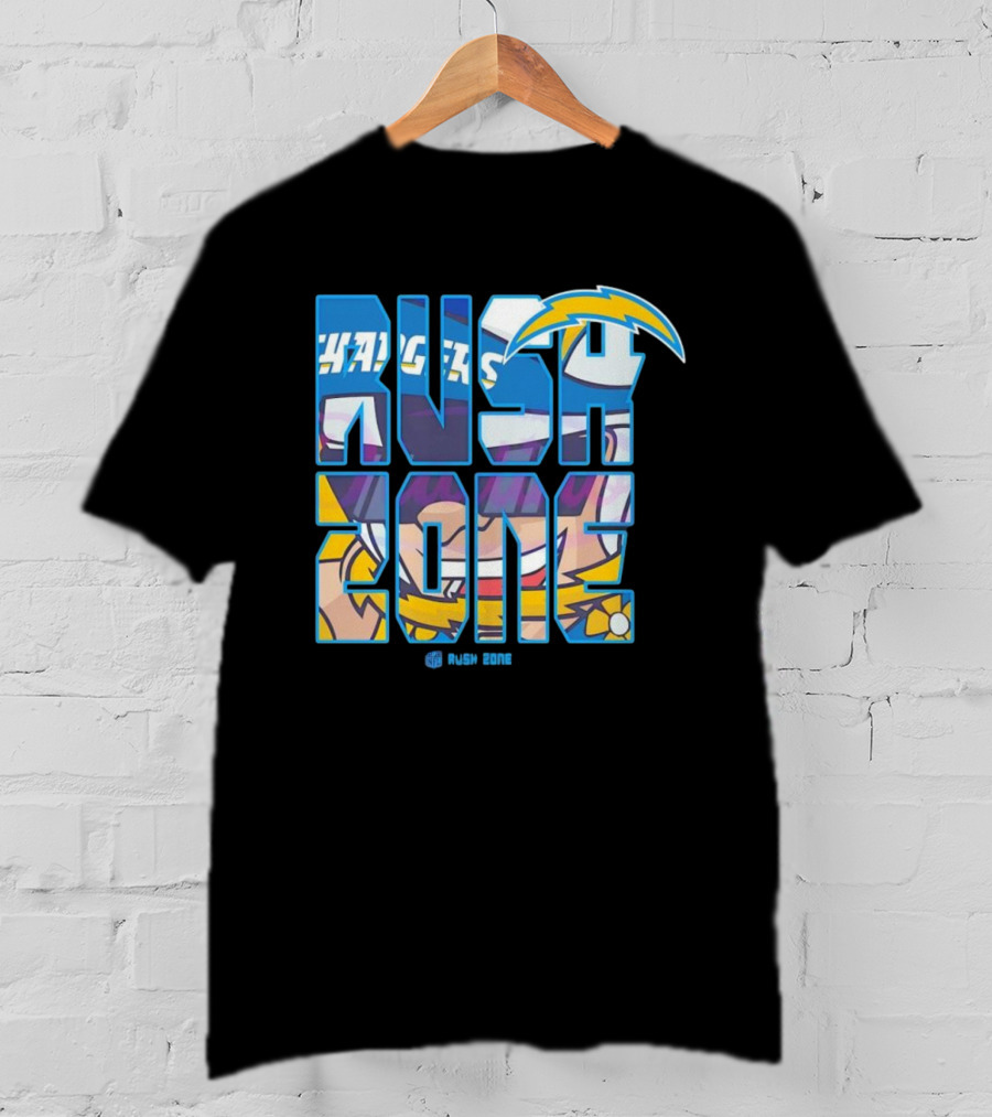 Los Angeles Chargers Rush Zone Cartoon Football T-Shirt