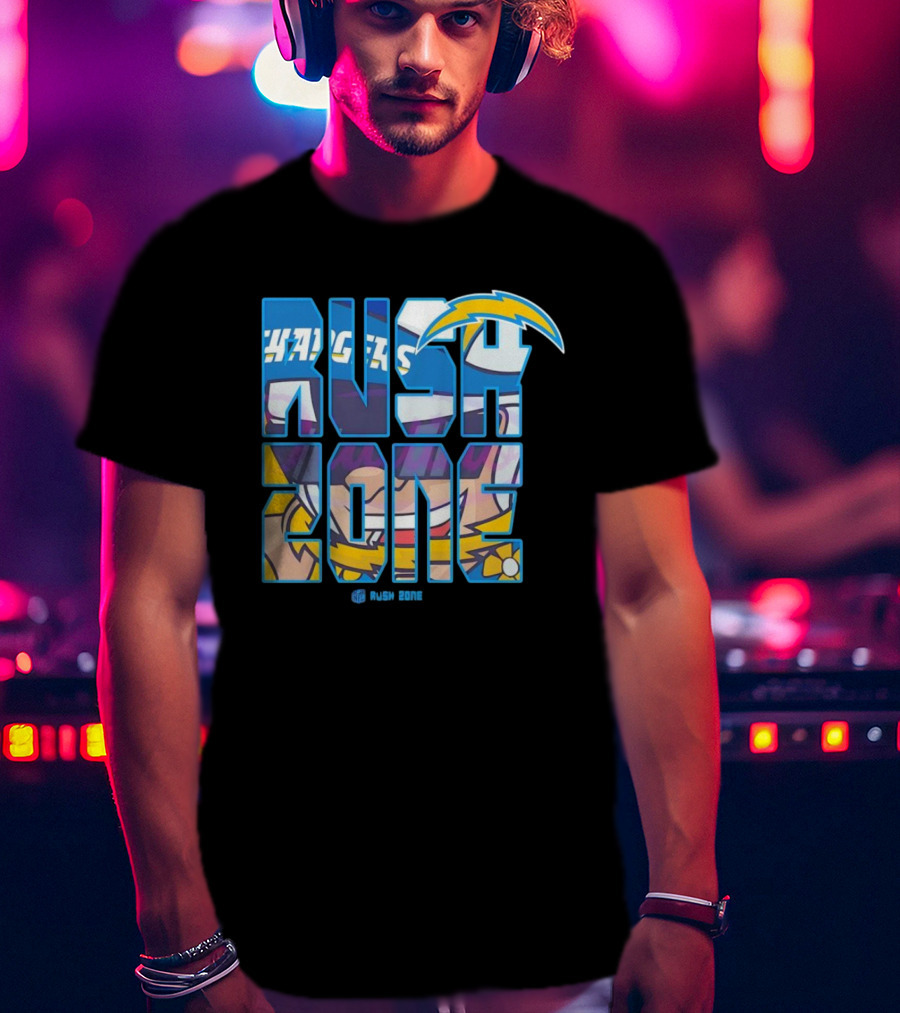 Los Angeles Chargers Rush Zone Cartoon Football T-Shirt