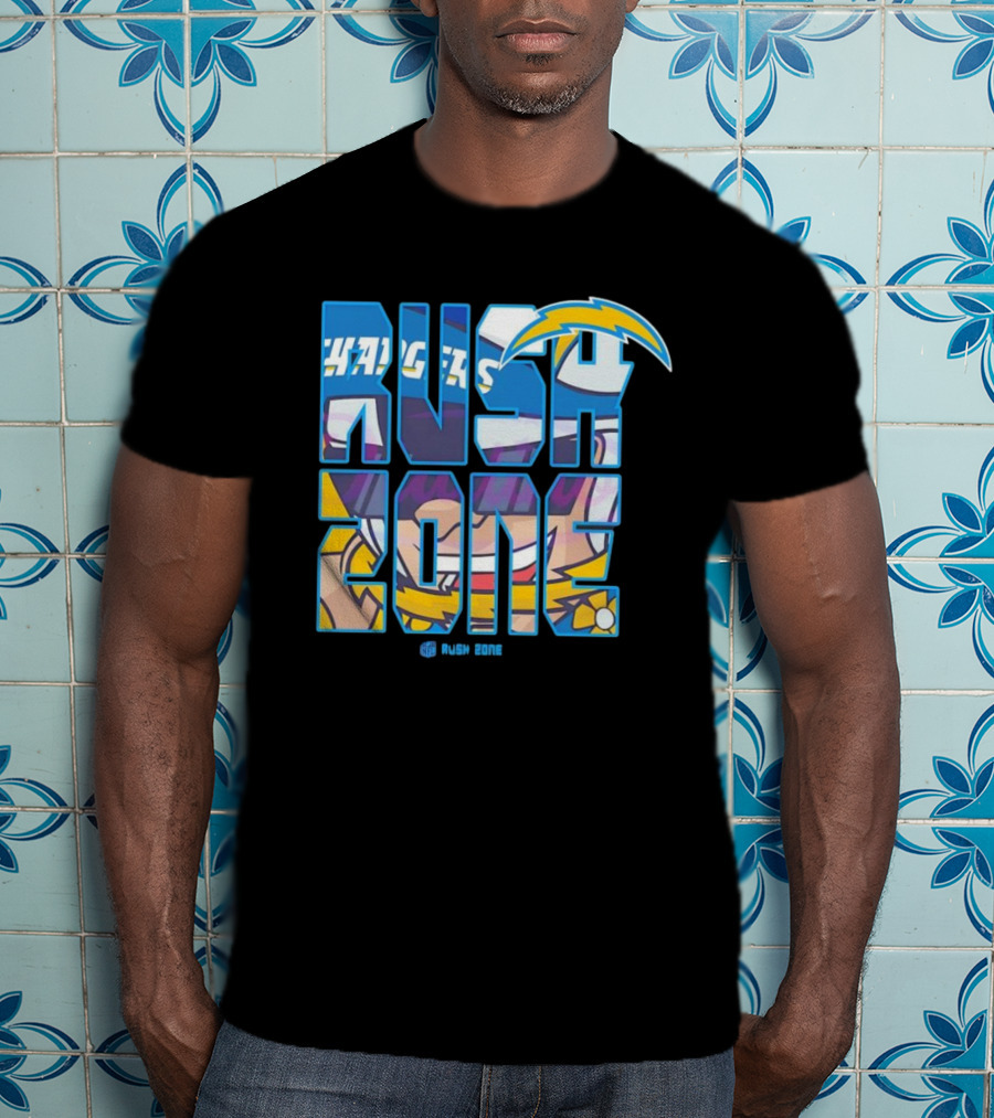 Los Angeles Chargers Rush Zone Cartoon Football T-Shirt
