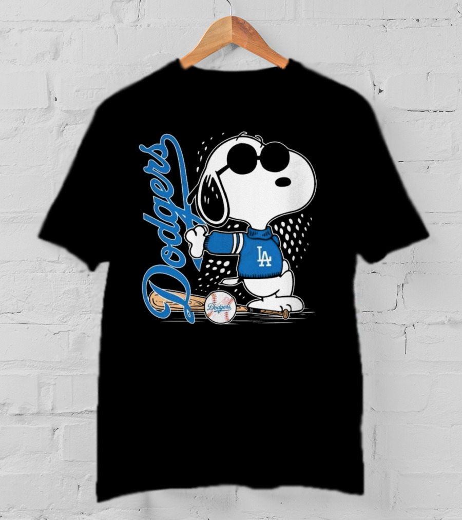 Los Angeles Dodgers Snoopy MLB 2025 Peanuts Baseball Collaboration T-Shirt