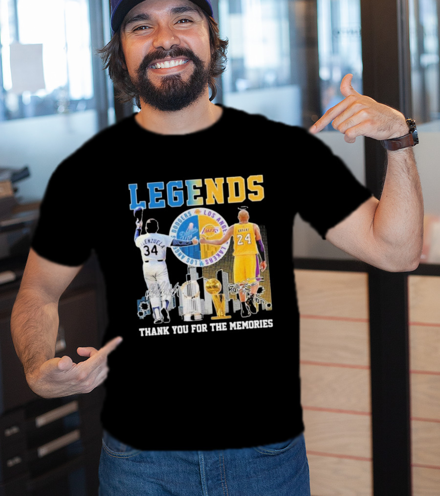 Los Angeles Legends Dodgers Valenzuela Lakers Bryant Thank You For The Memories T-Shirt