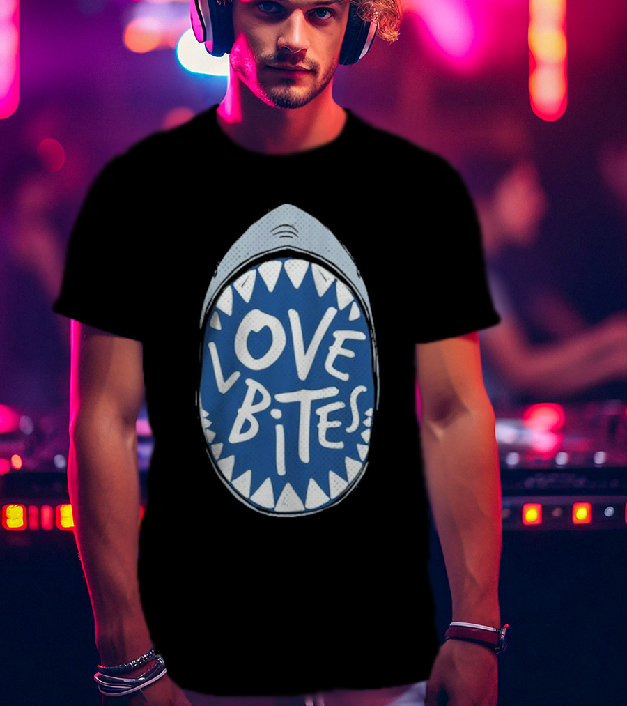 Love Bites Shark Mouth Teeth Graphic T-Shirt