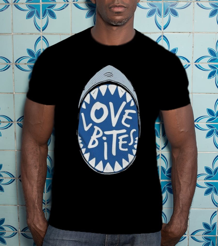 Love Bites Shark Mouth Teeth Graphic T-Shirt