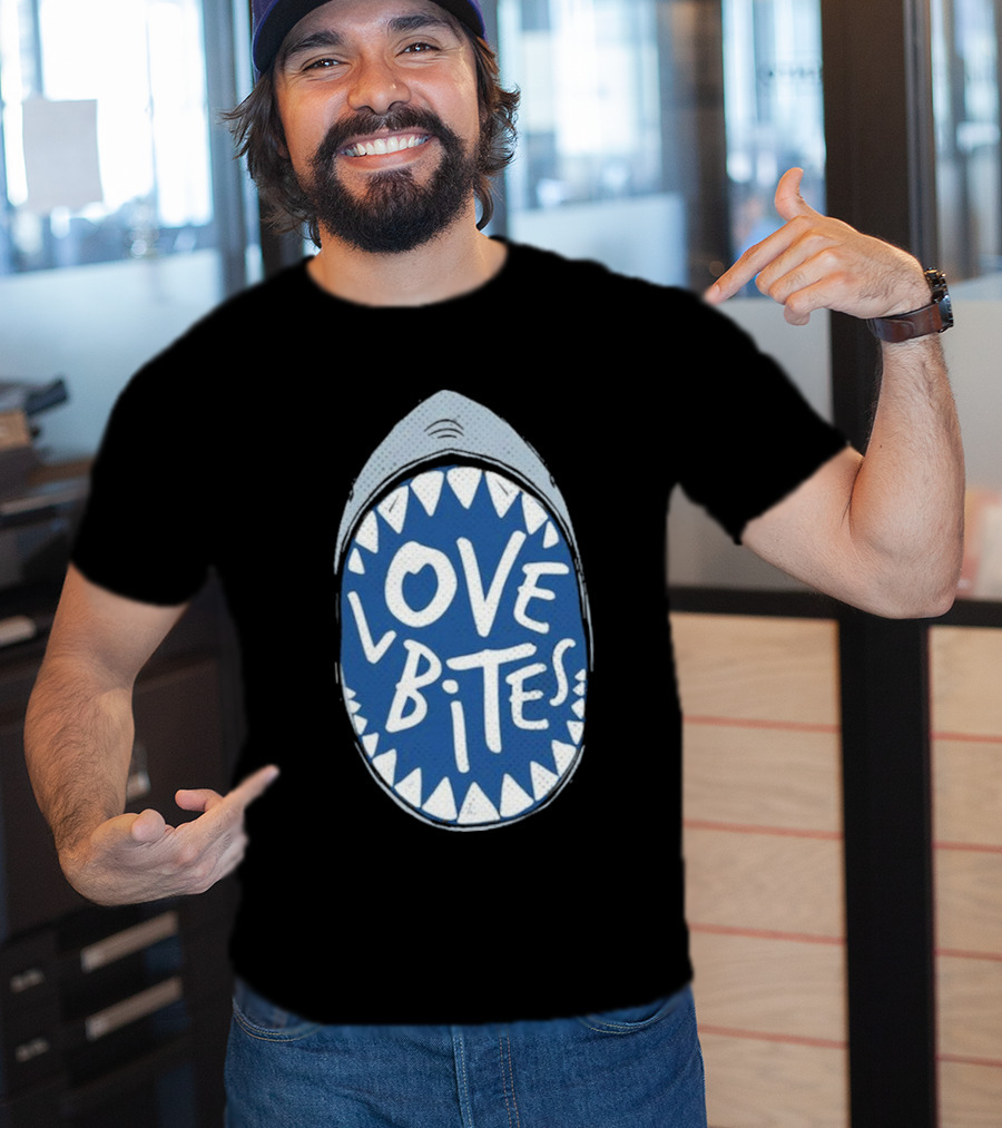 Love Bites Shark Mouth Teeth Graphic T-Shirt