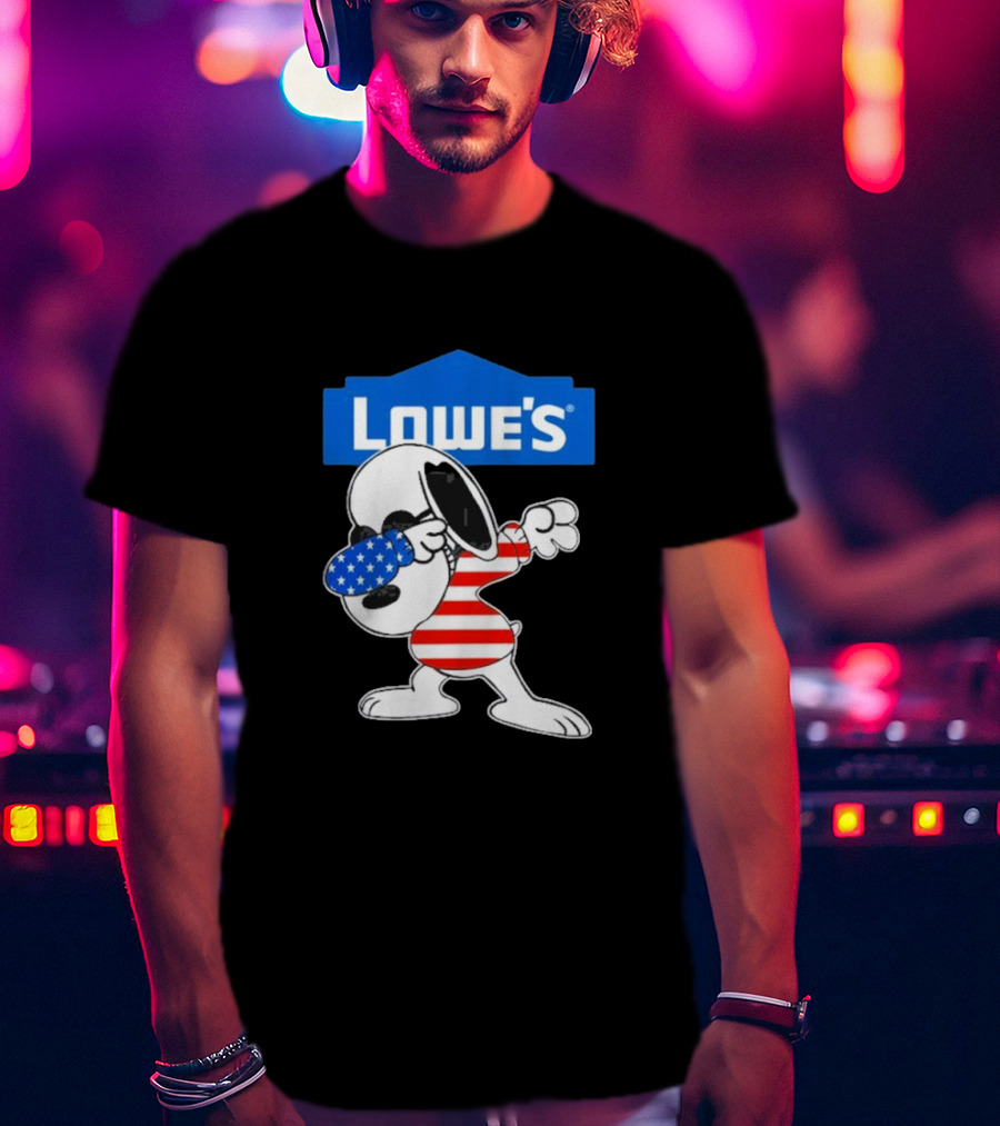 Lowe's Snoopy Dabbing American Flag Outfit T-Shirt