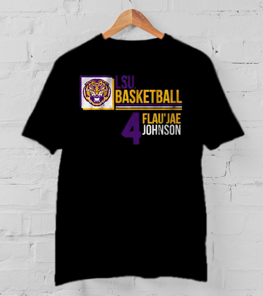 LSU Basketball Flau’Jae Johnson 4 Tiger Logo T-Shirt