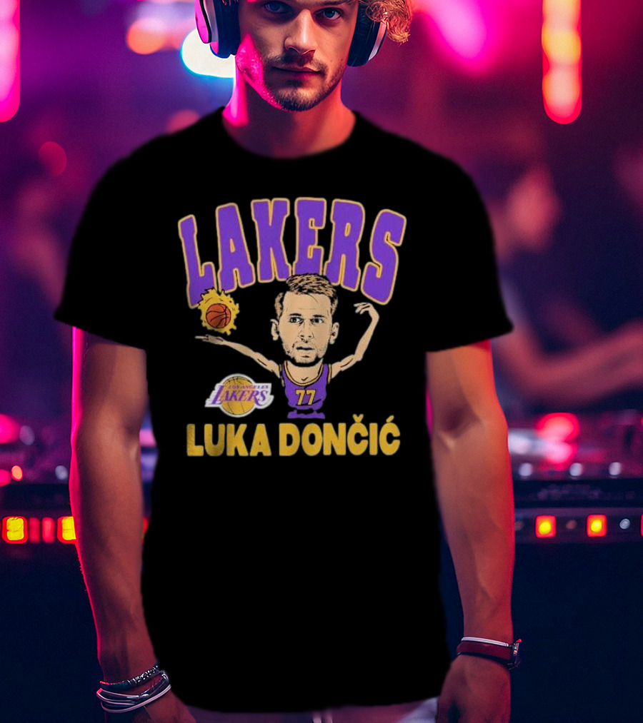 Luka Dončić Los Angeles Lakers Basketball Caricature 77 T-Shirt