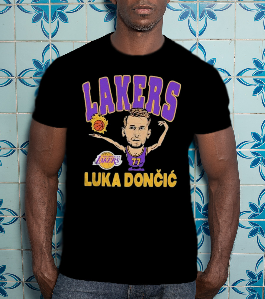 Luka Dončić Los Angeles Lakers Basketball Caricature 77 T-Shirt