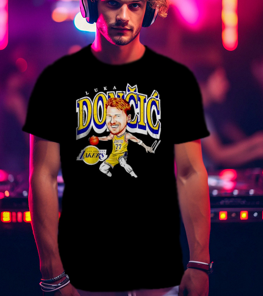 Luka Doncic Los Angeles Lakers Cartoon Lakers Logo T-Shirt