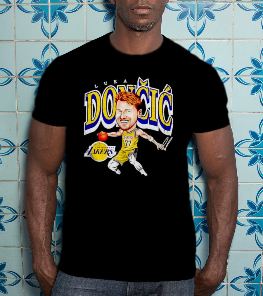 Luka Doncic Los Angeles Lakers Cartoon Lakers Logo T-Shirt