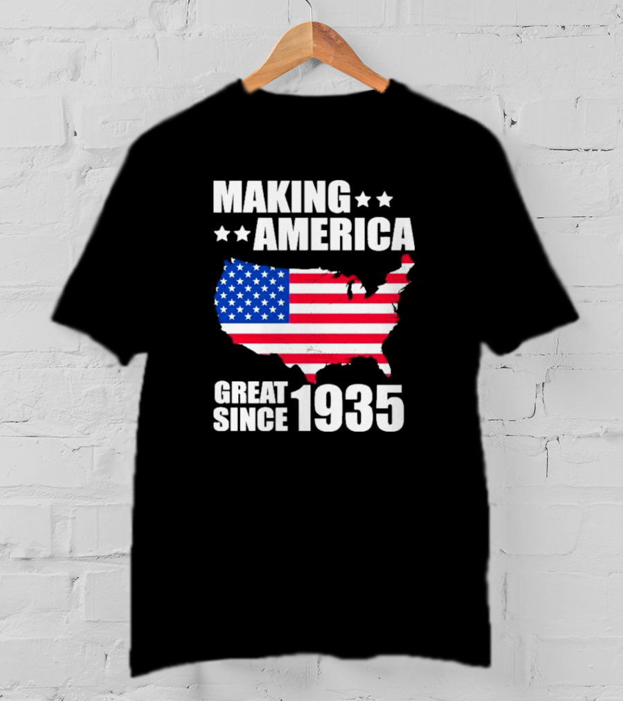 Making America Great Since 1935 USA Flag Map Stars T-Shirt