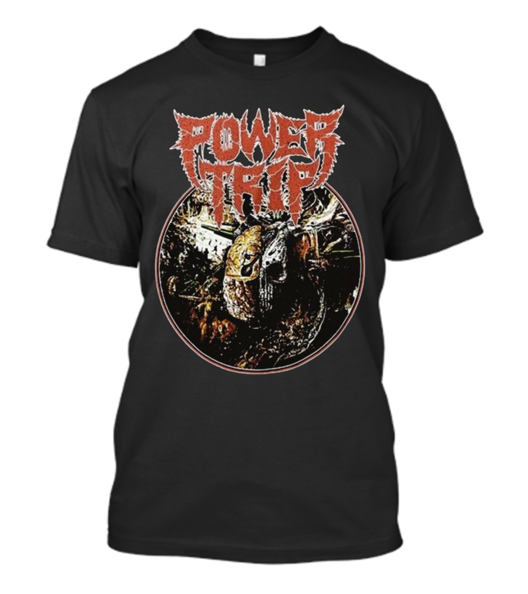 Power Trip Manifest Decimation Saw Blade Skull Circle T-Shirt