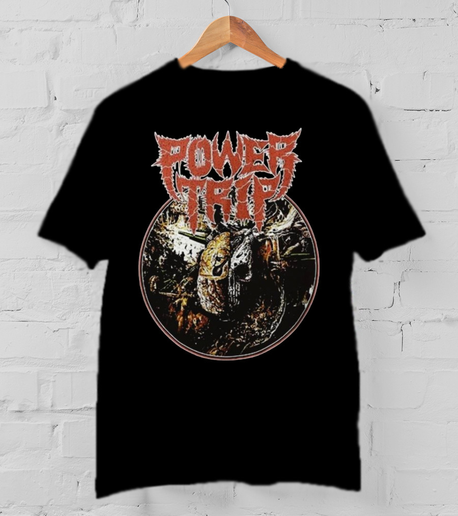 Power Trip Manifest Decimation Saw Blade Skull Circle T-Shirt