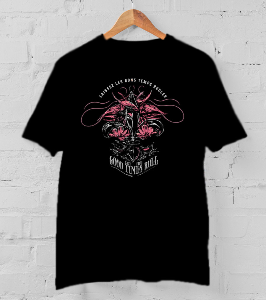 Laissez Les Bons Temps Rouler Good Times Roll Lantern Fleur-de-Lis Motif T-Shirt