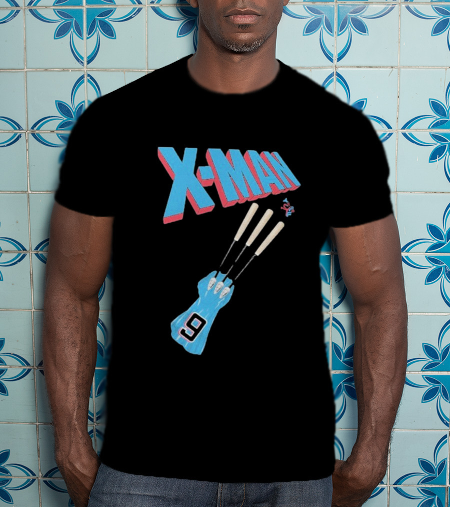 X-Man Miami Marlins Baseball Number 9 Batting Glove T-Shirt