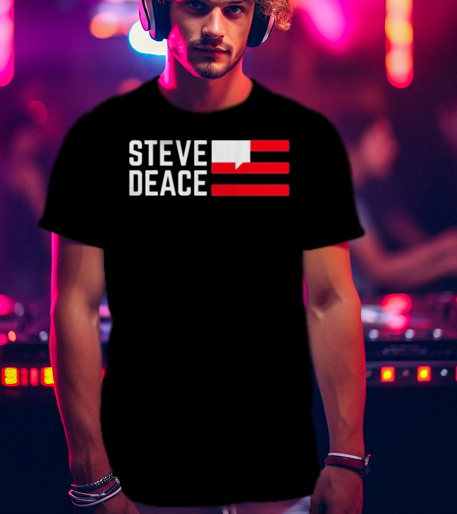 STEVE DEACE Red White Speech Bubble Stripes T-Shirt