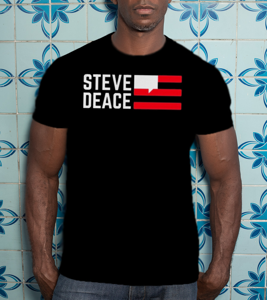 STEVE DEACE Red White Speech Bubble Stripes T-Shirt