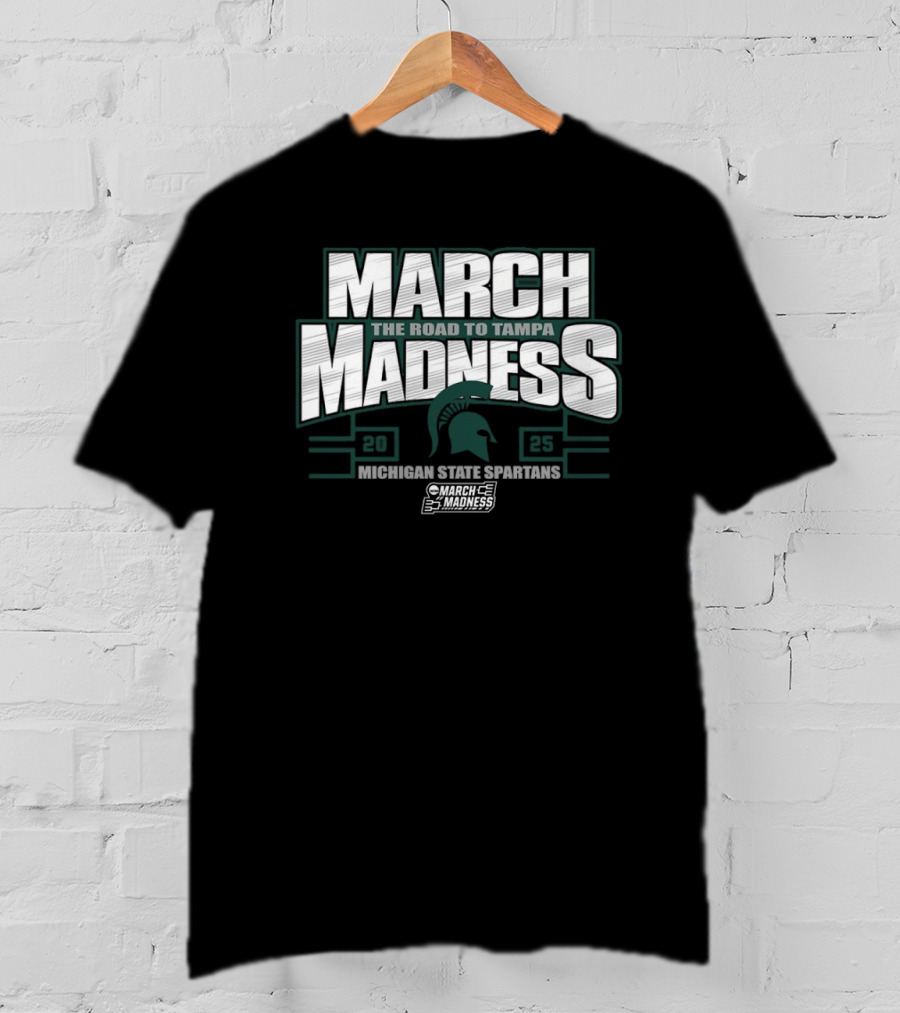 March Madness The Road To Tampa 2025 Michigan State Spartans NCAA Women's Basketball Tournament T-Shirt
