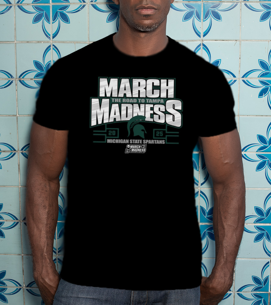 March Madness The Road To Tampa 2025 Michigan State Spartans NCAA Women's Basketball Tournament T-Shirt