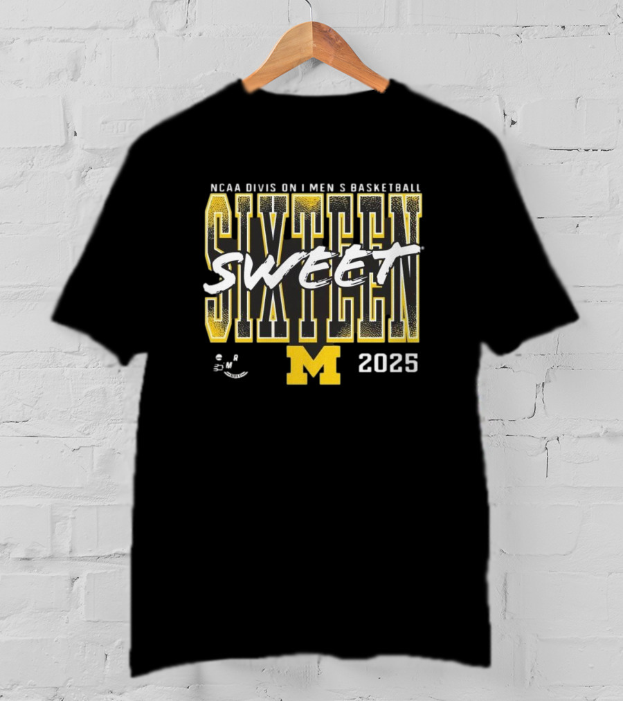 NCAA 2025 Michigan Wolverines Sweet Sixteen Basketball Tournament T-Shirt