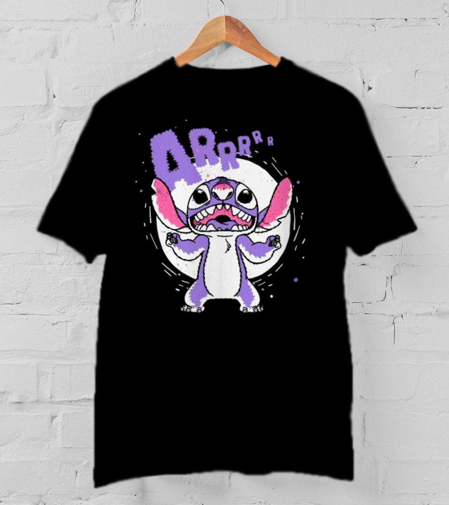Midnight Stitch ARRp Purple Alien Character With Moon Background T-Shirt