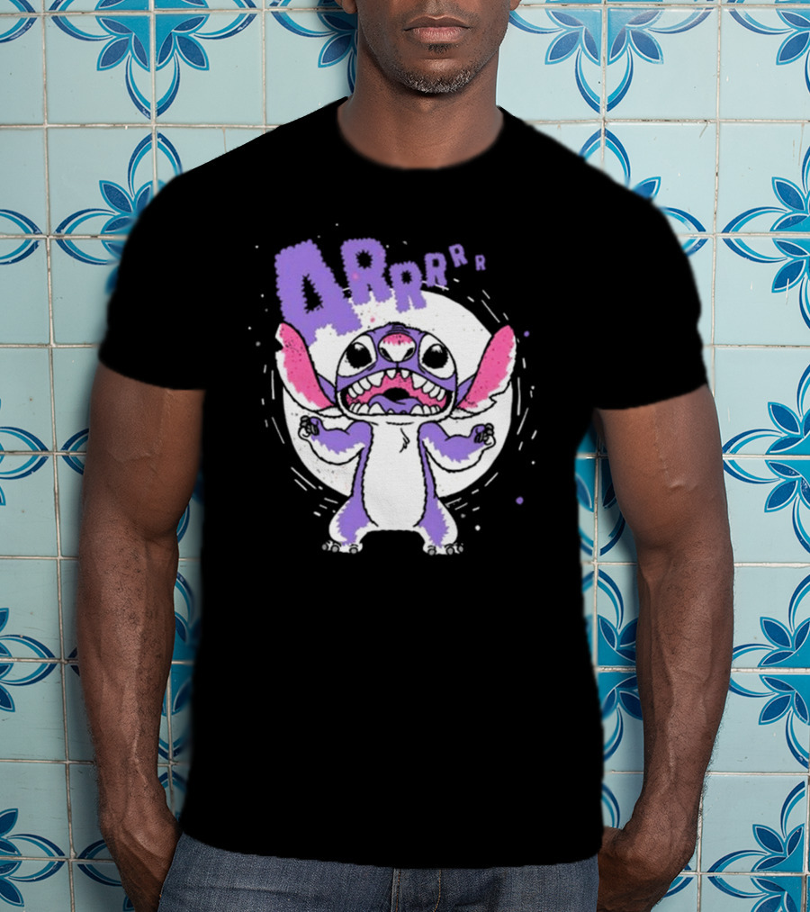 Midnight Stitch ARRp Purple Alien Character With Moon Background T-Shirt