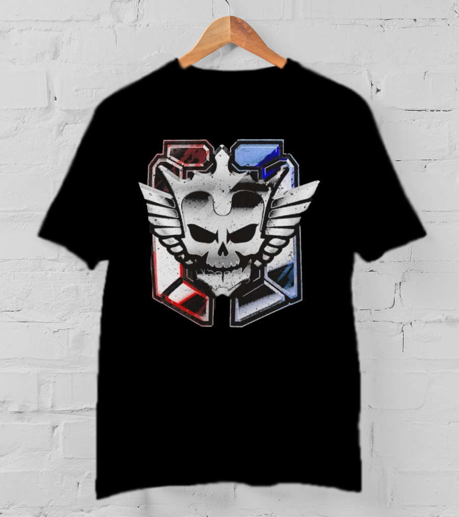 Cody Rhodes Captain Badge Black Skull Wings Red Blue White T-Shirt