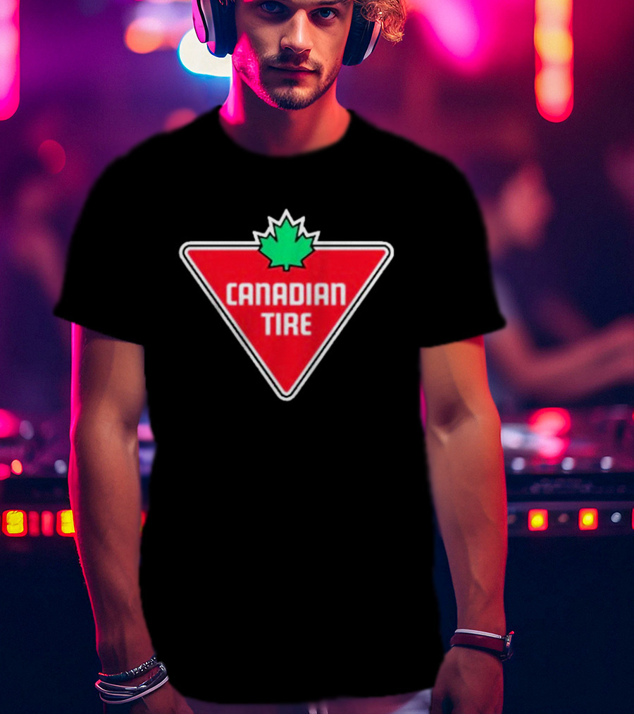 Mike Myers Canadian Tire Logo Red Triangle With Green Maple Leaf T-Shirt