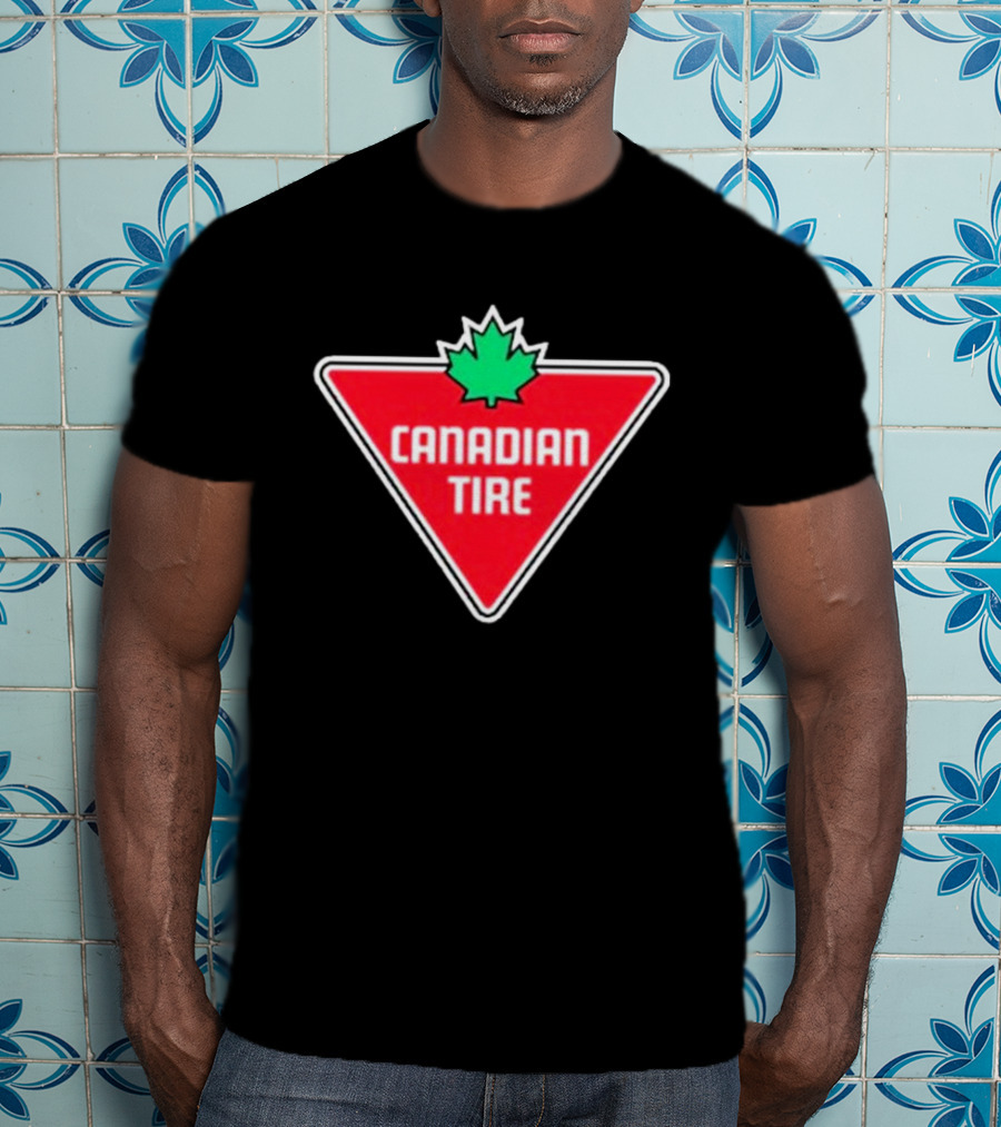 Mike Myers Canadian Tire Logo Red Triangle With Green Maple Leaf T-Shirt