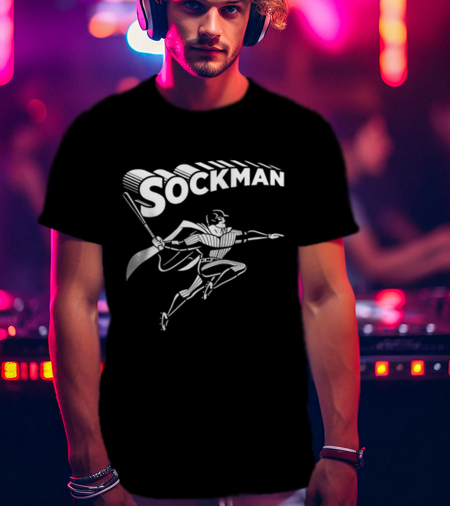 Mike Tauchman New York Yankees Baseball Sockman Dynamic Heroic Pose T-Shirt