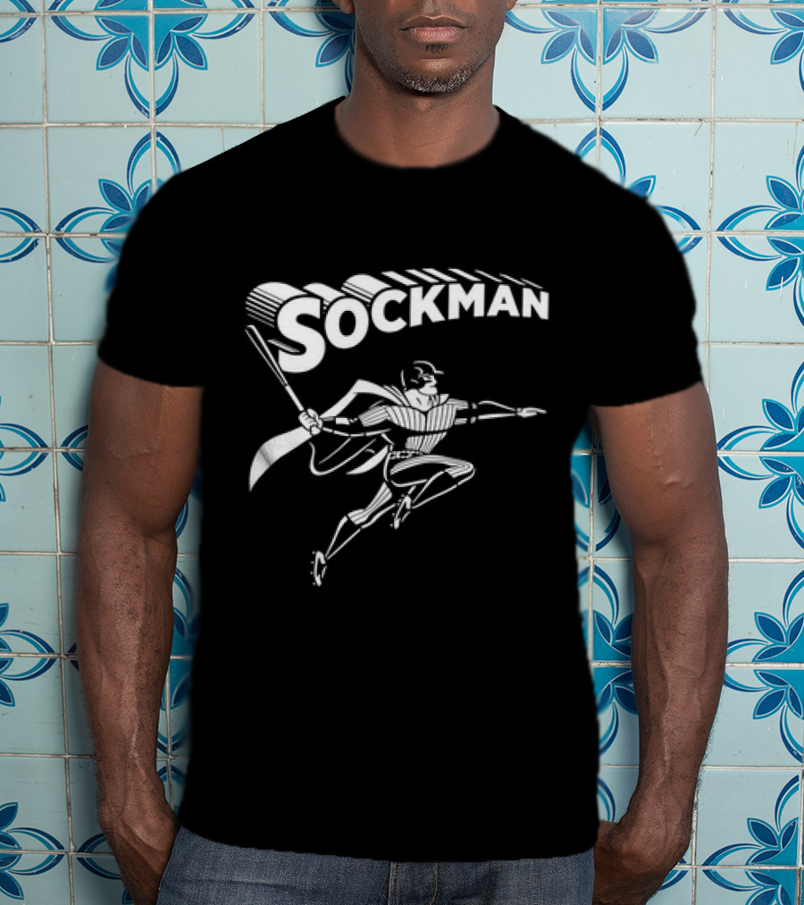 Mike Tauchman New York Yankees Baseball Sockman Dynamic Heroic Pose T-Shirt