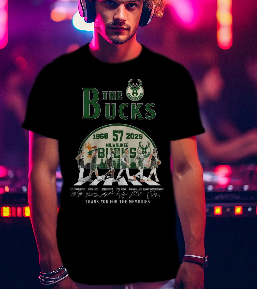 Milwaukee Bucks 57 Years 1968-2025 Thank You For The Memories T-Shirt