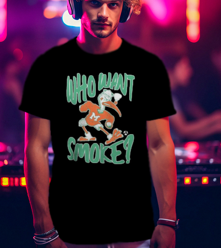 Miami Hurricanes Who Want Smoke Vintage Style Ibis Character T-Shirt