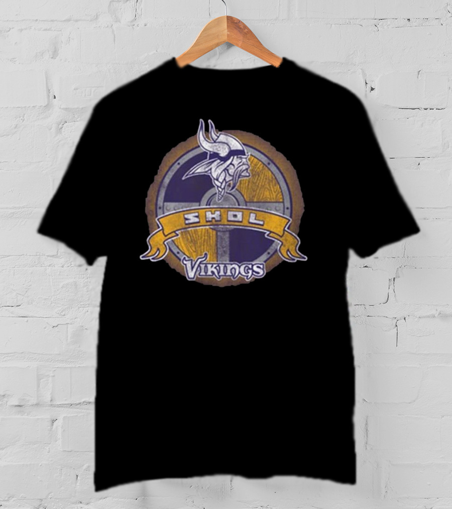 Minnesota Vikings Skol Shield Logo Vintage Emblem T-Shirt