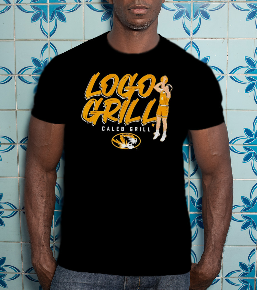 Logo Grill Caleb Grill Missouri Basketball Player Shooting Tiger Emblem T-Shirt